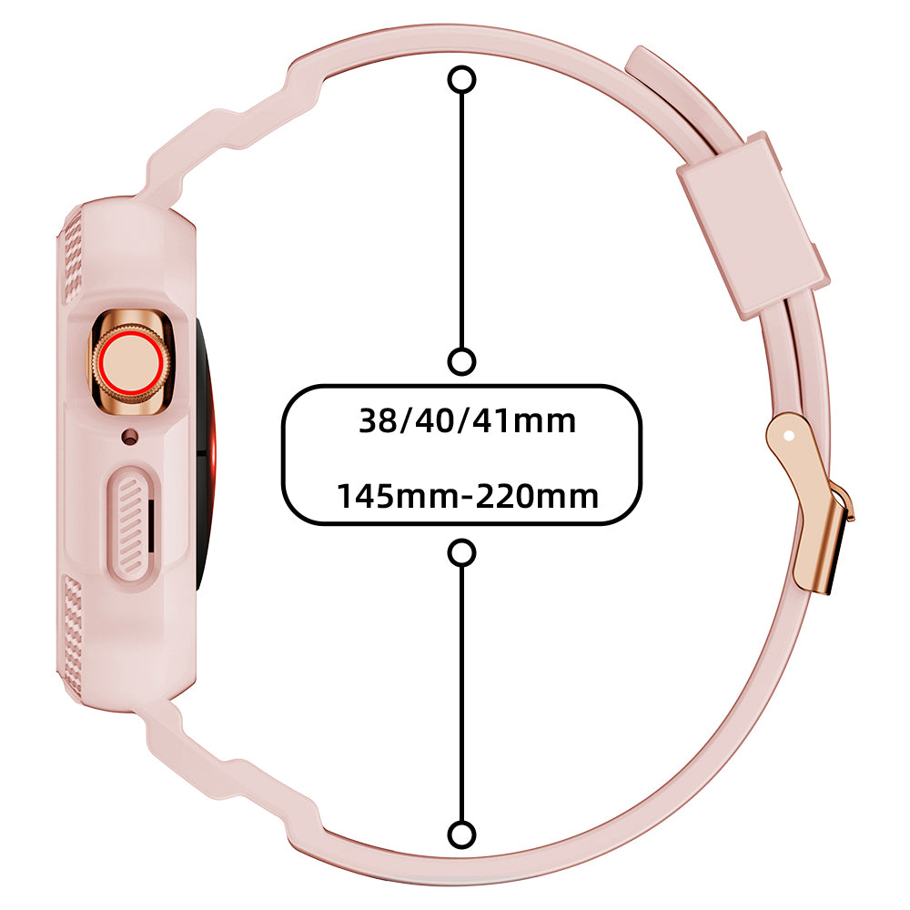 For Apple Watch Series 9 8 7 41mm / 6 5 4 SE SE (2022) SE (2023) 40mm / 3 2 1 38mm Watch Band TPU Strap with Case - Pink