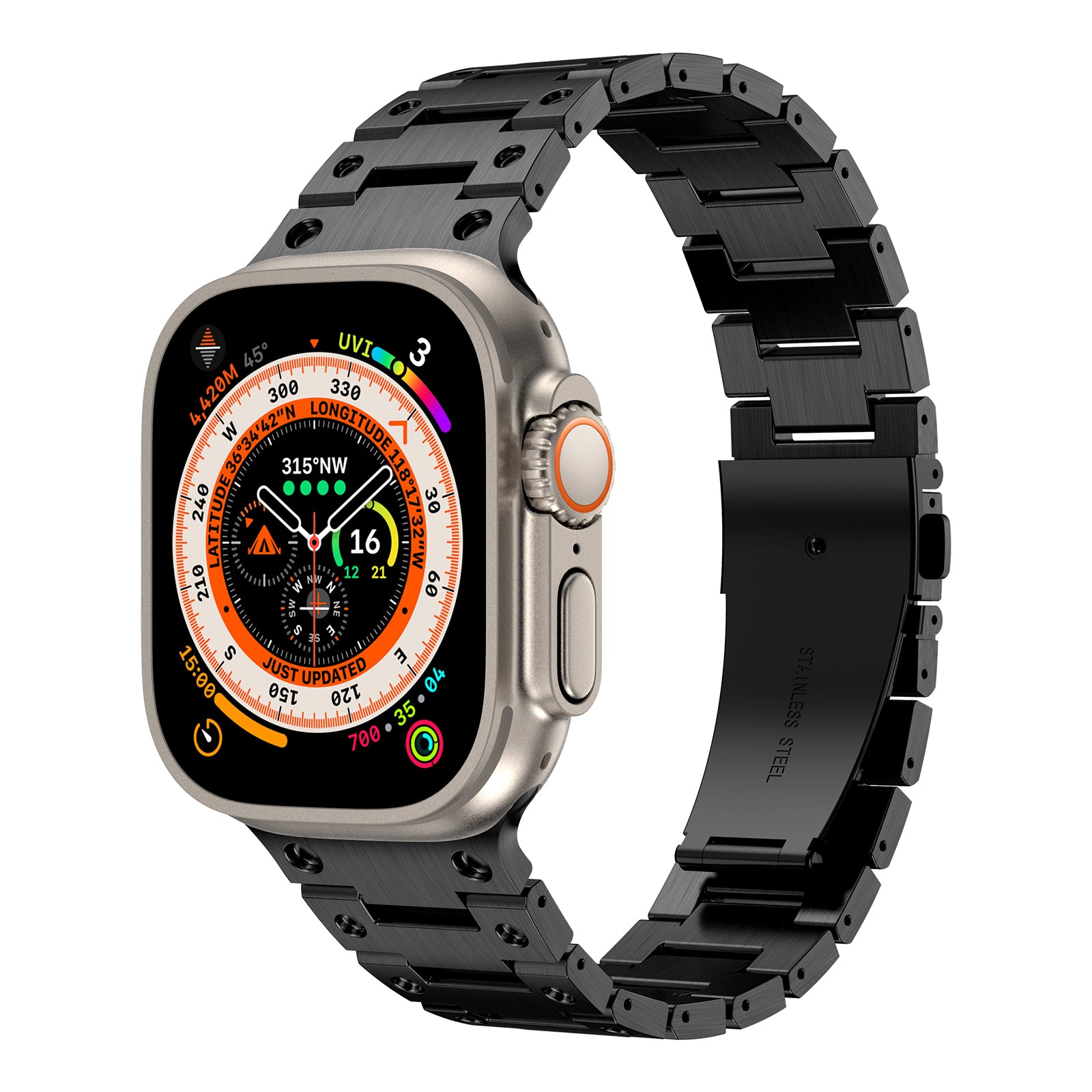 For Apple Watch Series 9 8 7 41mm / 6 5 4 SE (2022) SE (2023) SE 40mm / 3 2 1 38mm Watch Band Stainless Steel Strap - Black