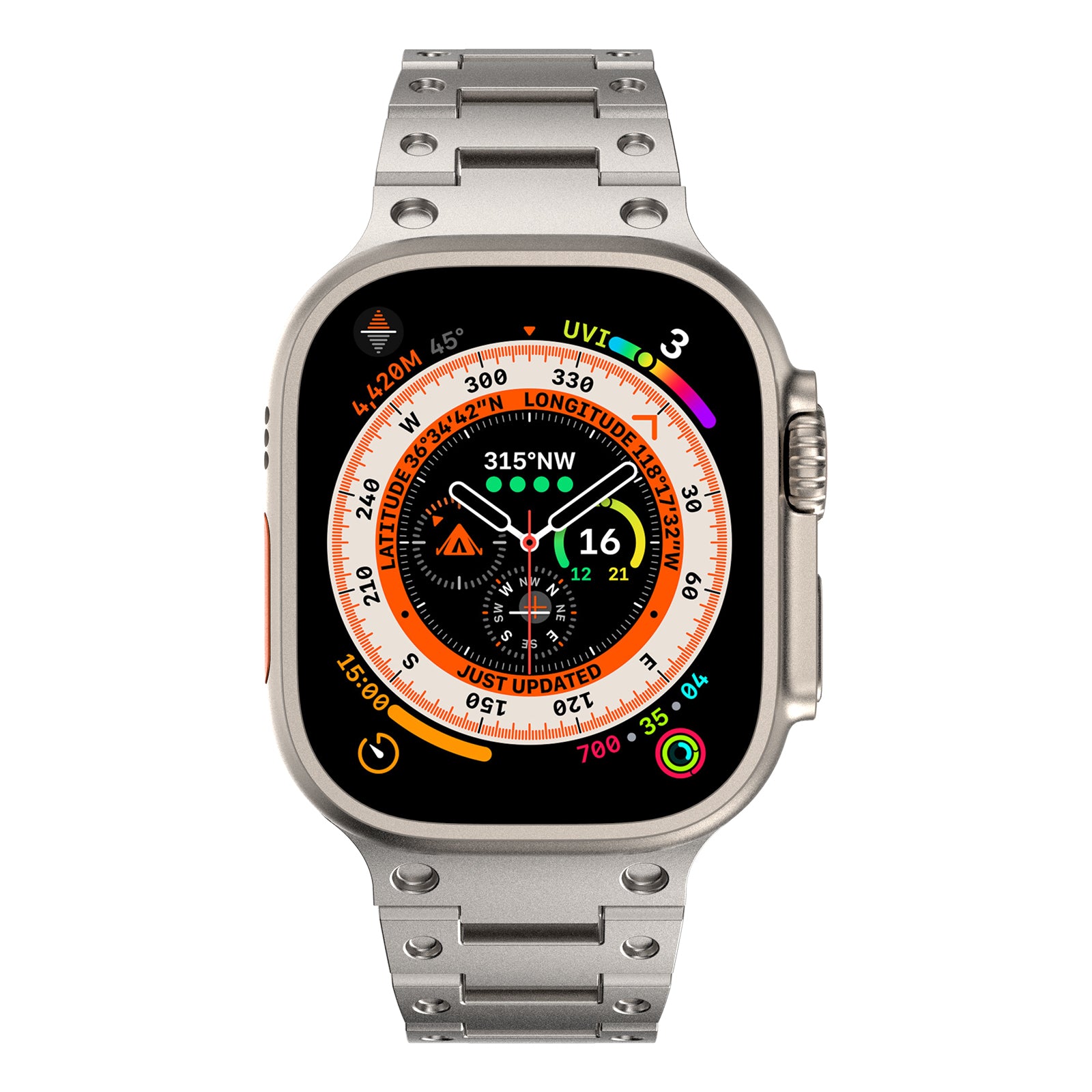 For Apple Watch Ultra 2 Ultra 49mm / Series 9 8 7 45mm / 6 5 4 SE (2022) SE (2023) SE 44mm / 3 2 1 42mm Stainless Steel Watch Strap - Titanium