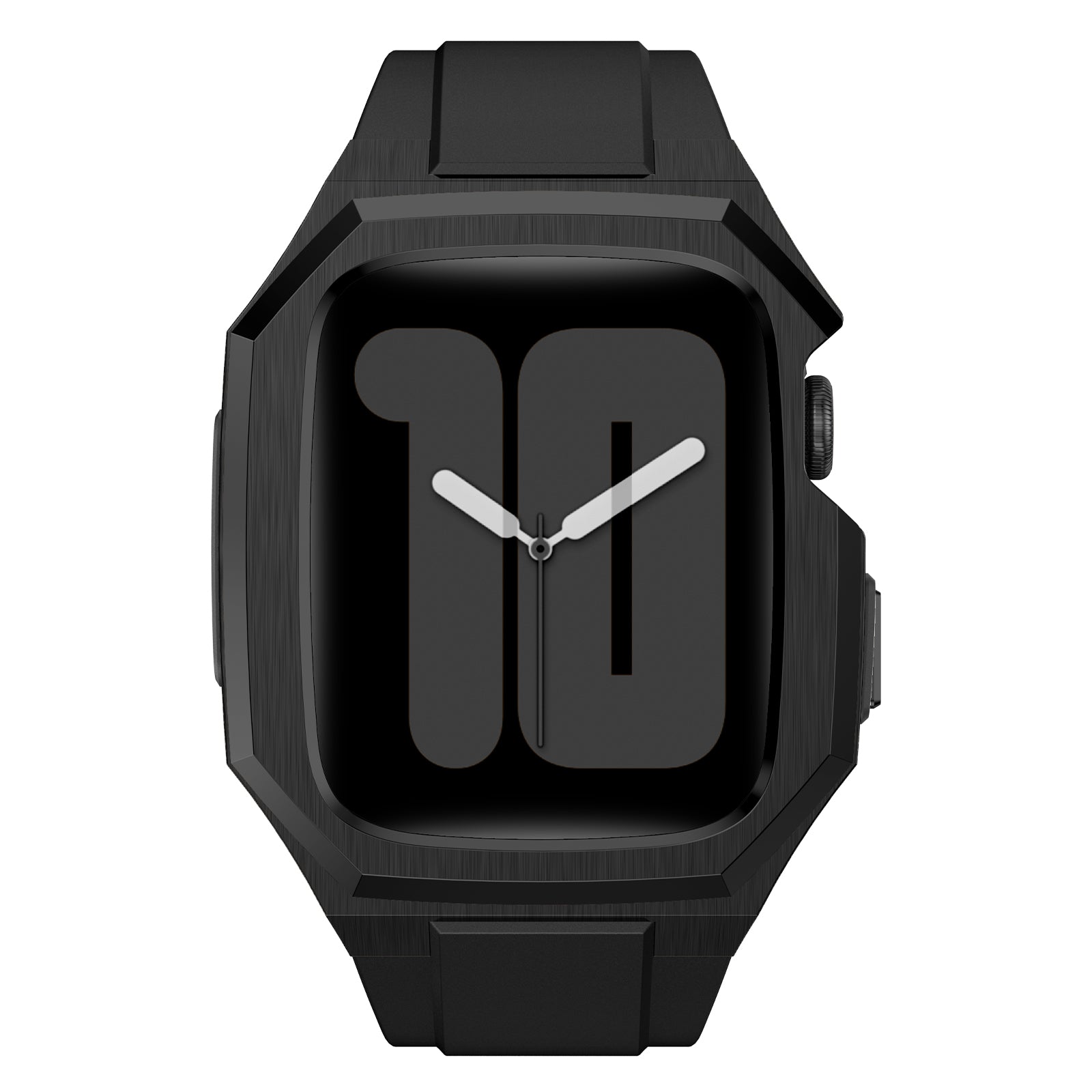 For Apple Watch SE (2023) SE (2022) SE Series 6 5 4 44mm Fluororubber Strap with Stainless Steel Watch Case - Black