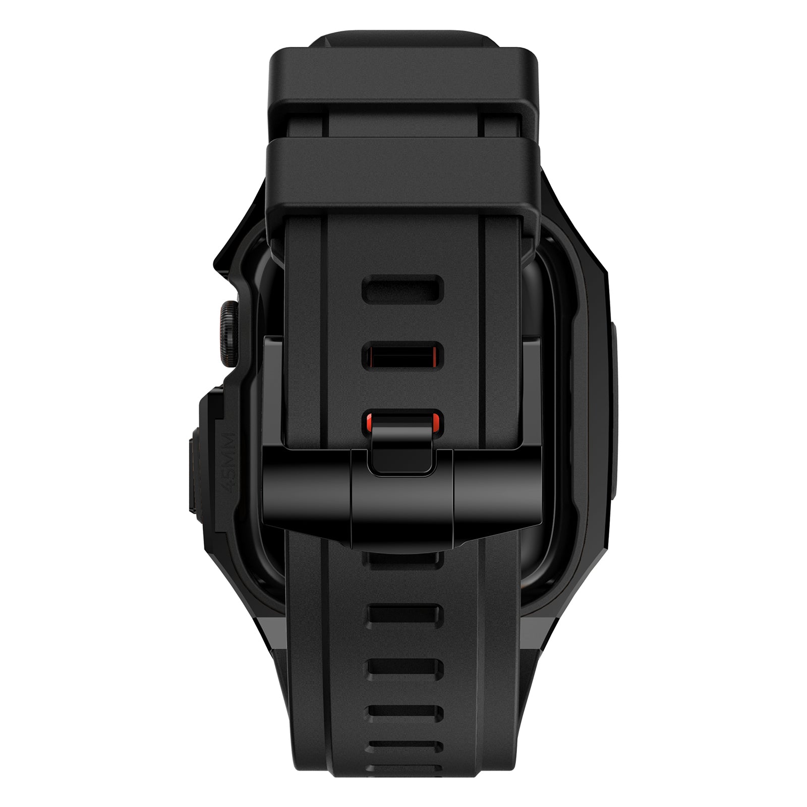 For Apple Watch SE (2023) SE (2022) SE Series 6 5 4 44mm Fluororubber Strap with Stainless Steel Watch Case - Black