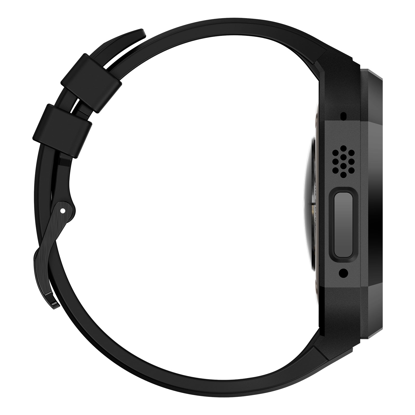 For Apple Watch Ultra 2 Ultra 49mm Soft Fluororubber Strap with Stainless Steel Wristwatch Case - Black