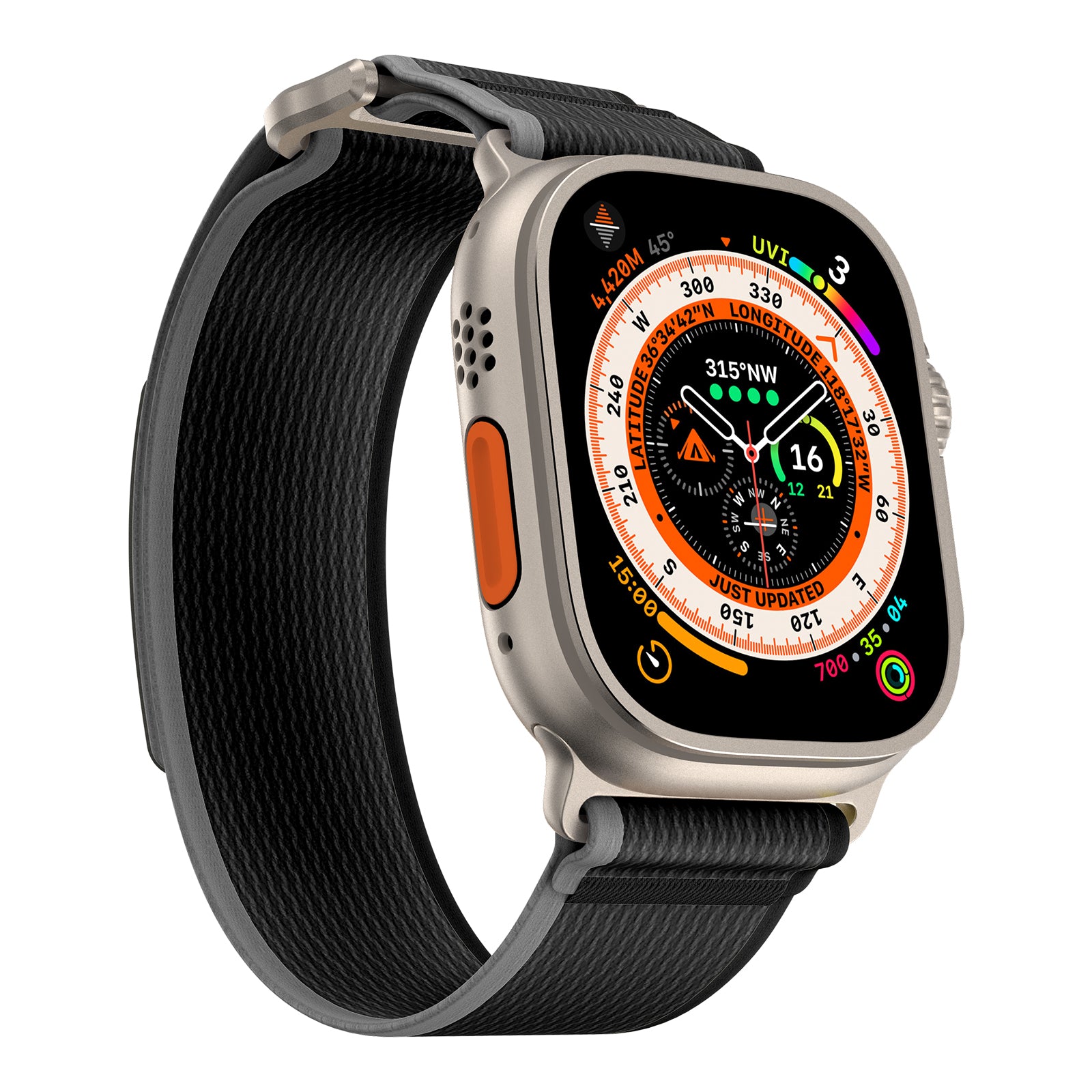 For Apple Watch Series 9 8 7 41mm / 6 5 4 SE (2023) SE (2022) SE 40mm / 3 2 1 38mm Strap Nylon Sport Loop Band - Black+Grey