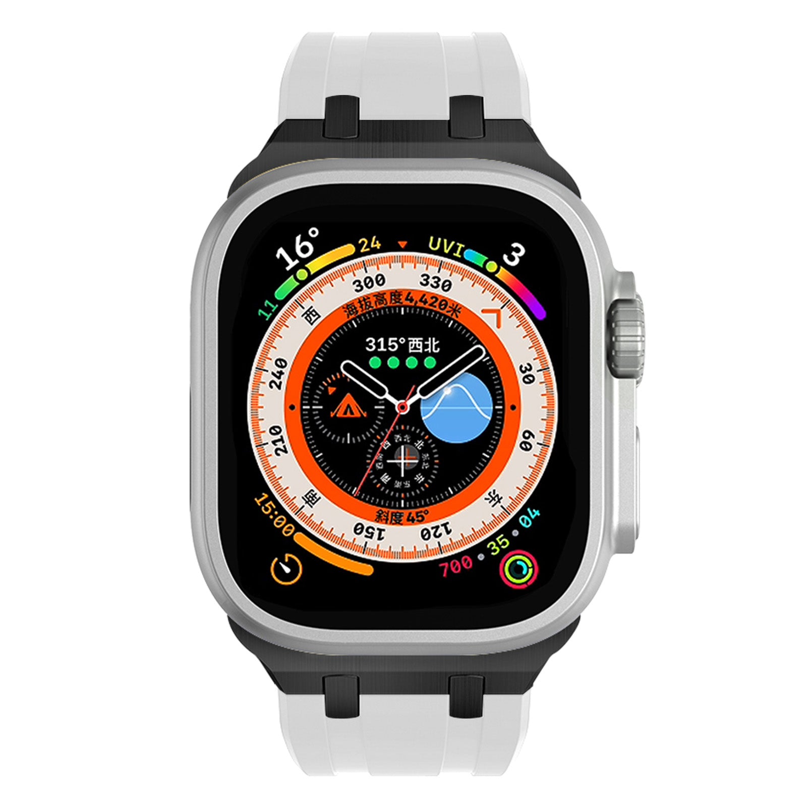 For Apple Watch Series 9 8 7 41mm / 6 5 4 SE (2023) SE (2022) SE 40mm /  3 2 1 38mm Liquid Silicone Strap Metal Connector - Black+White