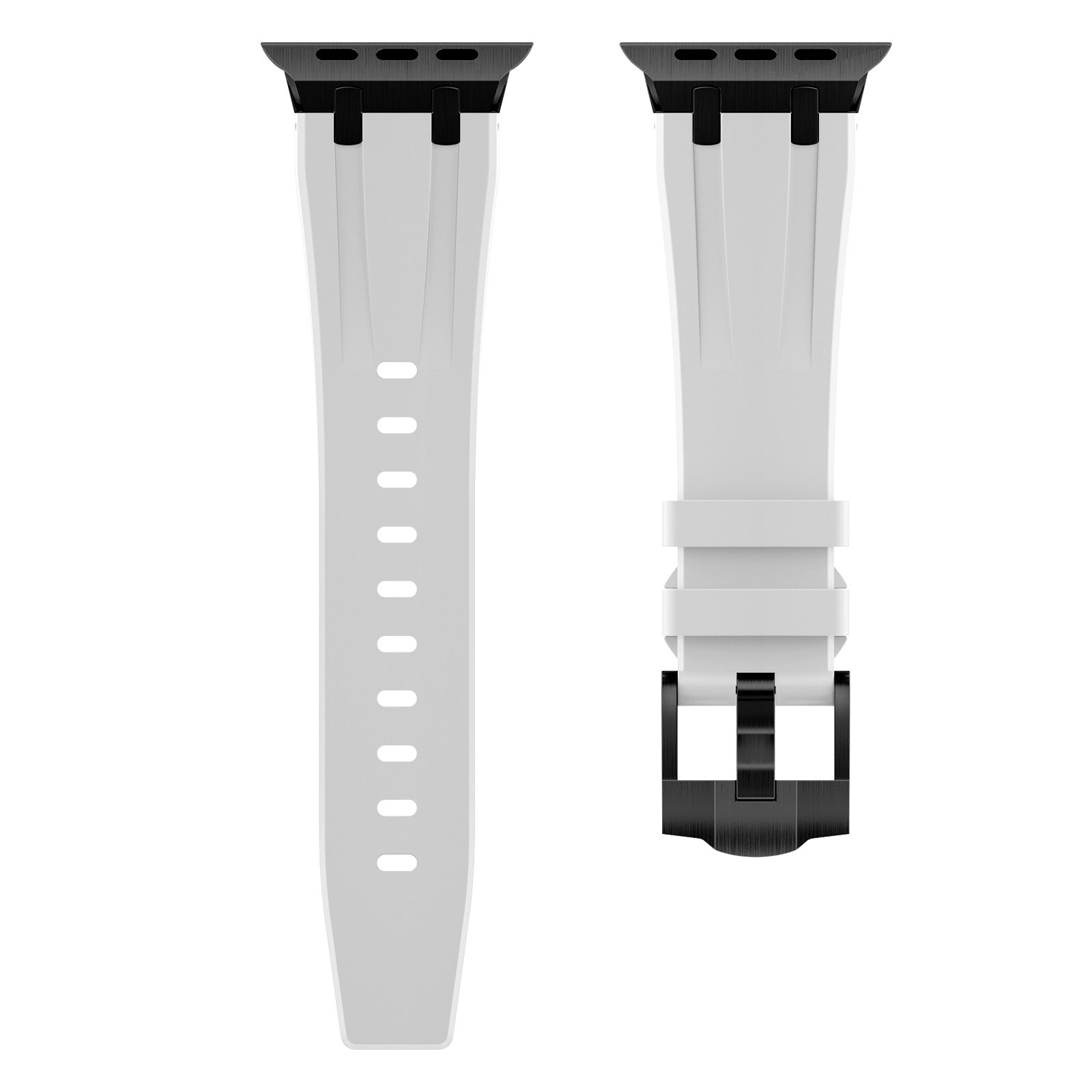For Apple Watch Series 9 8 7 41mm / 6 5 4 SE (2023) SE (2022) SE 40mm /  3 2 1 38mm Liquid Silicone Strap Metal Connector - Black+White