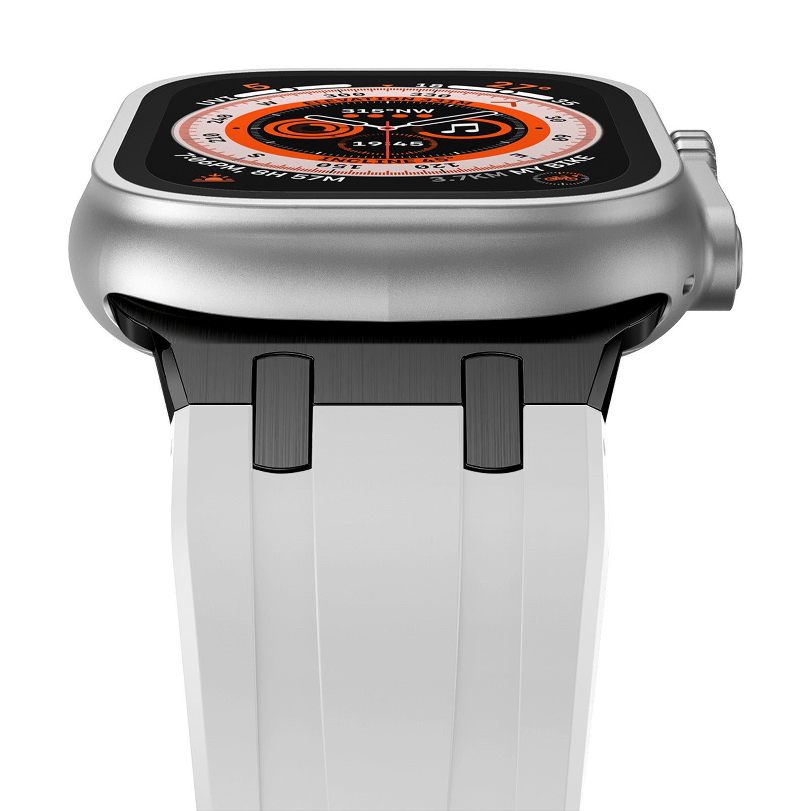 For Apple Watch Series 9 8 7 41mm / 6 5 4 SE (2023) SE (2022) SE 40mm /  3 2 1 38mm Liquid Silicone Strap Metal Connector - Black+White