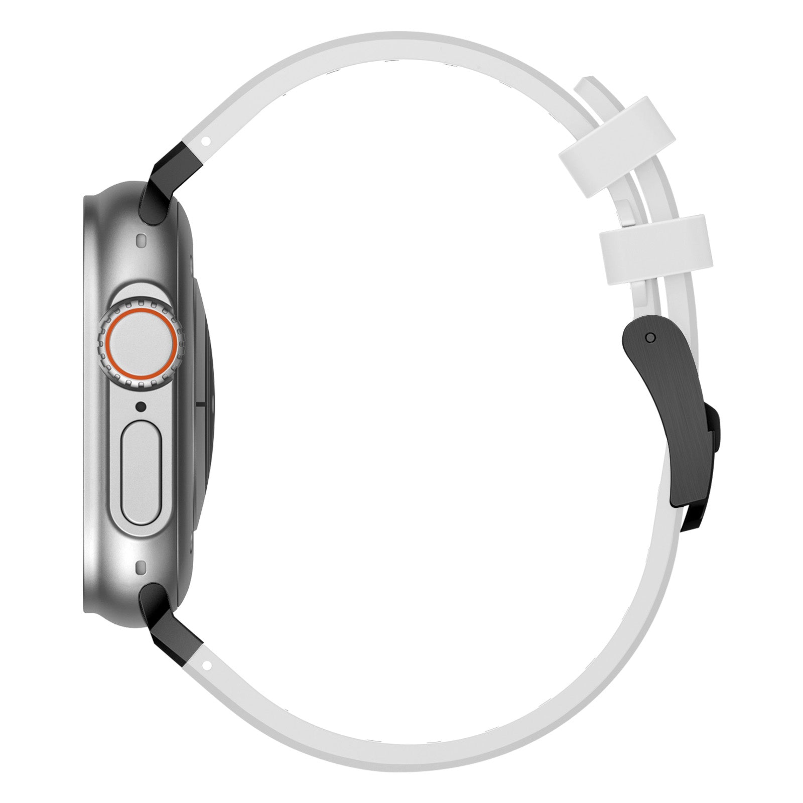 For Apple Watch Series 9 8 7 41mm / 6 5 4 SE (2023) SE (2022) SE 40mm /  3 2 1 38mm Liquid Silicone Strap Metal Connector - Black+White