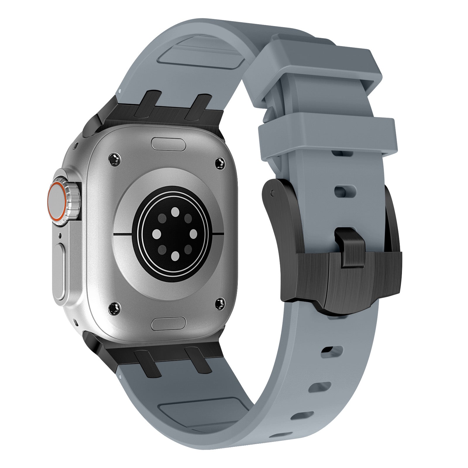 For Apple Watch Series 9 8 7 41mm / 6 5 4 SE (2023) SE (2022) SE 40mm /  3 2 1 38mm Liquid Silicone Strap Metal Connector - Black+White