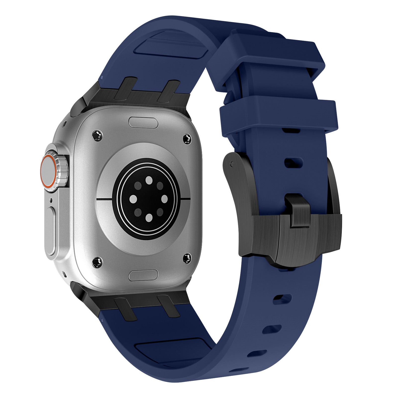 For Apple Watch Series 9 8 7 41mm / 6 5 4 SE (2023) SE (2022) SE 40mm /  3 2 1 38mm Liquid Silicone Strap Metal Connector - Black+White