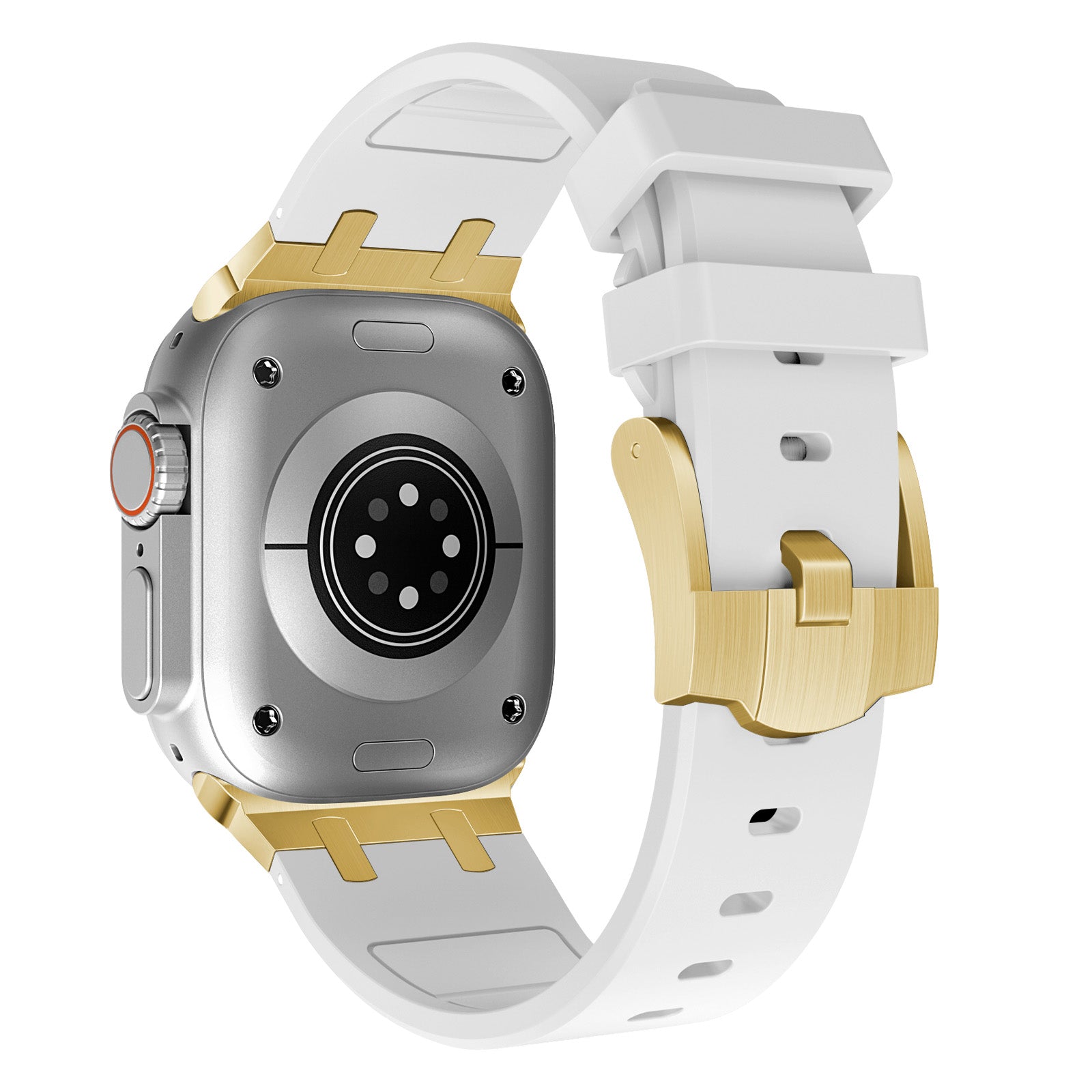 For Apple Watch Series 9 8 7 41mm / 6 5 4 SE (2023) SE (2022) SE 40mm /  3 2 1 38mm Liquid Silicone Strap Metal Connector - Black+White