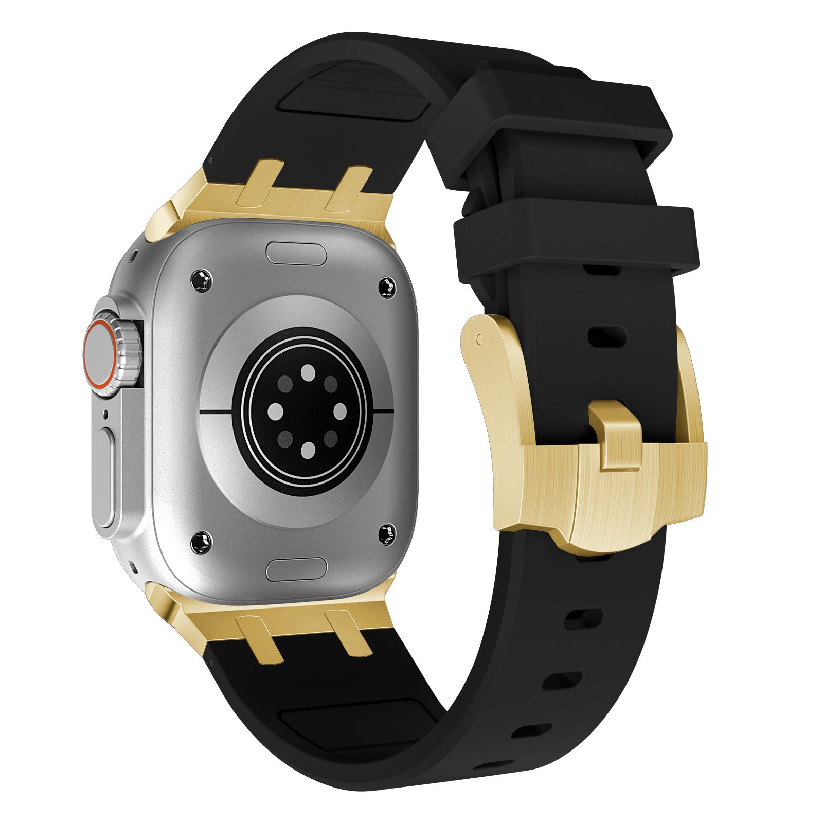 For Apple Watch Series 9 8 7 41mm / 6 5 4 SE (2023) SE (2022) SE 40mm /  3 2 1 38mm Liquid Silicone Strap Metal Connector - Black+White