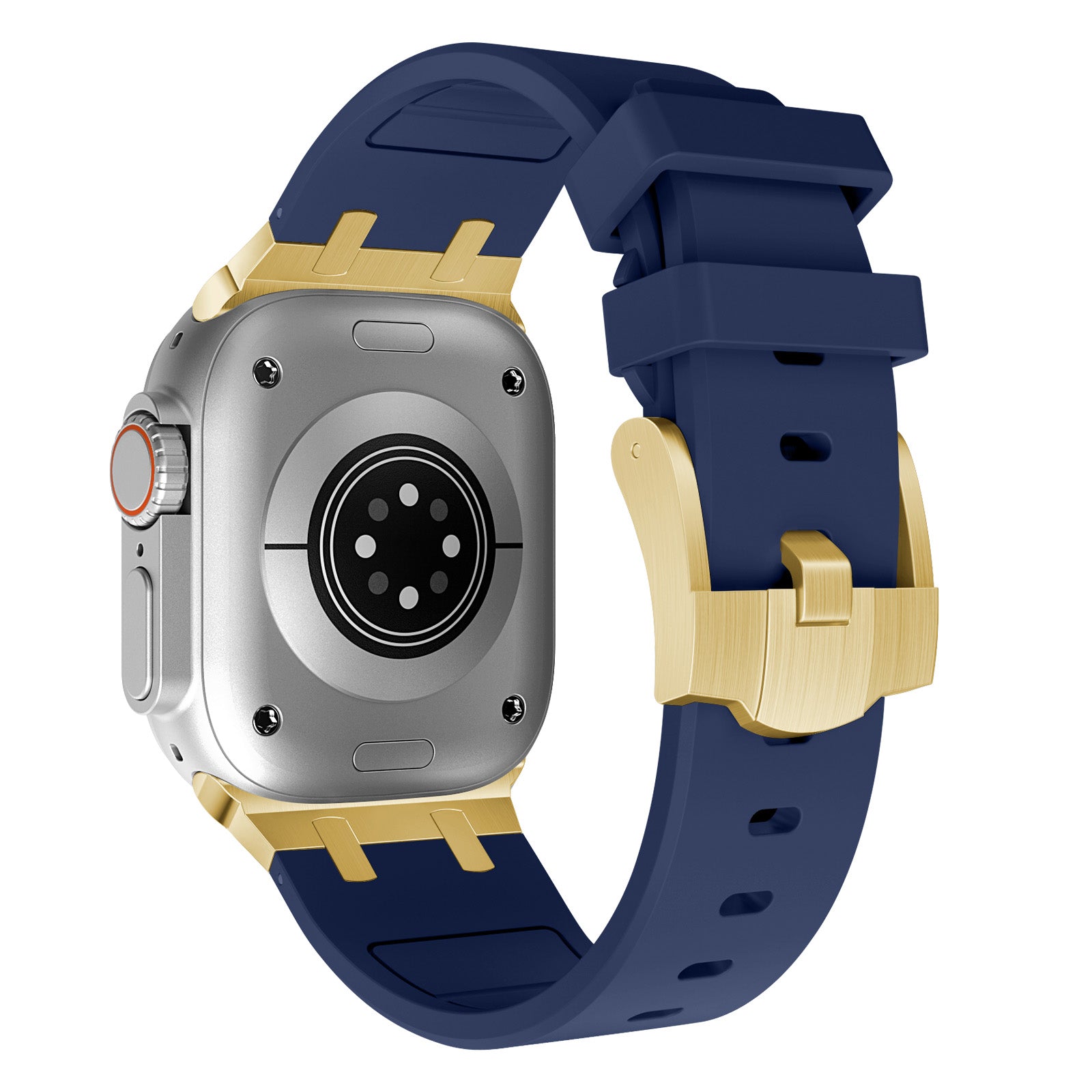 For Apple Watch Series 9 8 7 41mm / 6 5 4 SE (2023) SE (2022) SE 40mm /  3 2 1 38mm Liquid Silicone Strap Metal Connector - Black+White