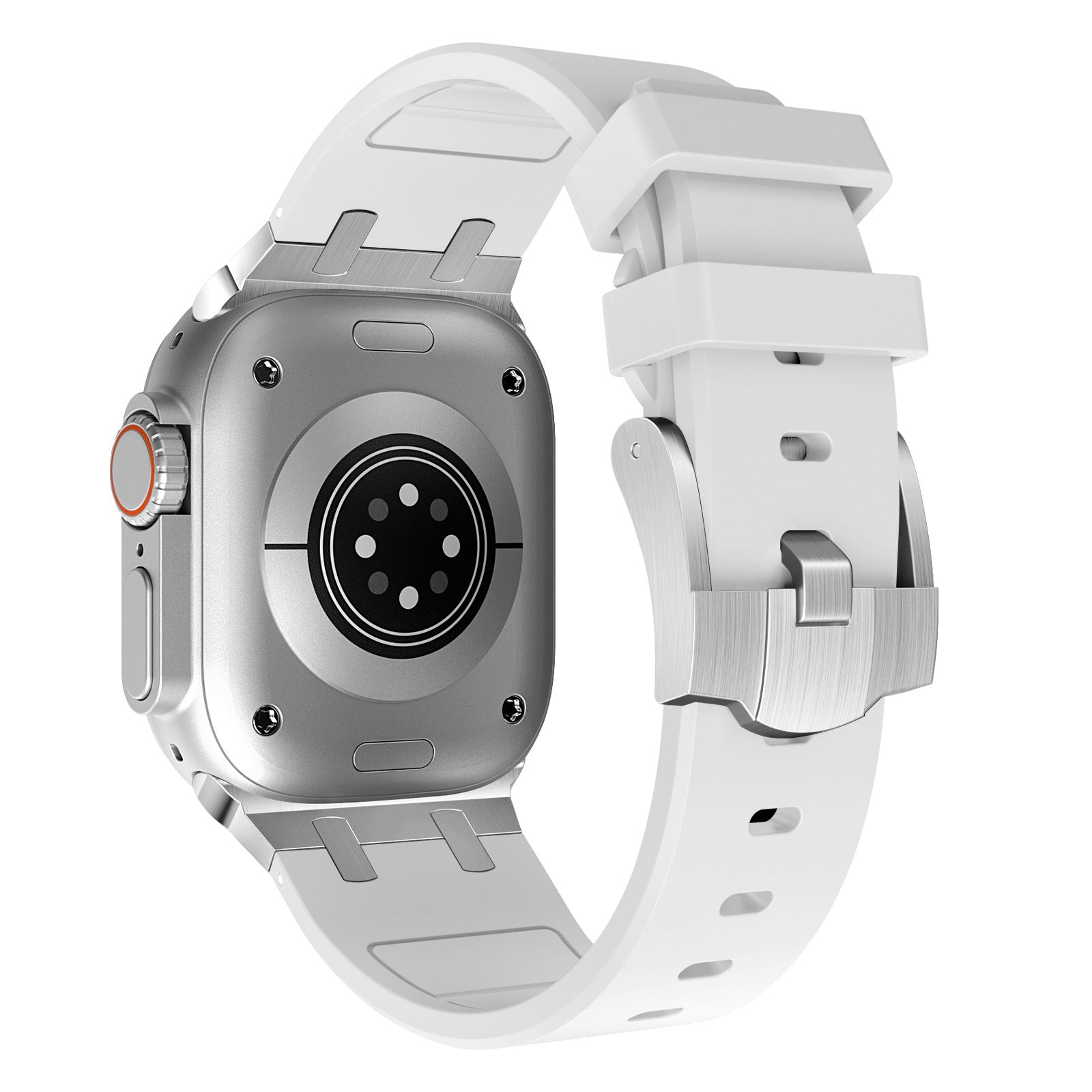 For Apple Watch Series 9 8 7 41mm / 6 5 4 SE (2023) SE (2022) SE 40mm /  3 2 1 38mm Liquid Silicone Strap Metal Connector - Black+White