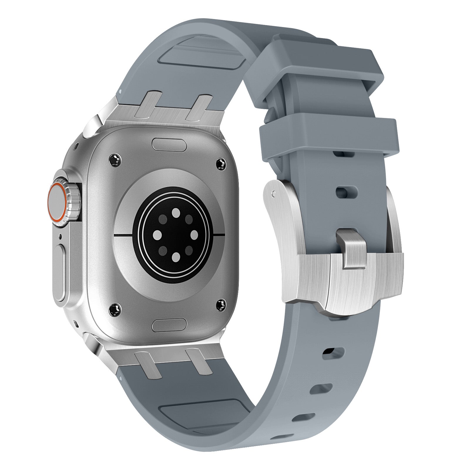 For Apple Watch Series 9 8 7 41mm / 6 5 4 SE (2023) SE (2022) SE 40mm /  3 2 1 38mm Liquid Silicone Strap Metal Connector - Black+White