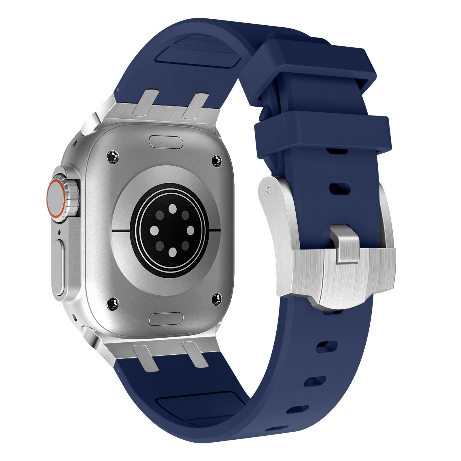 For Apple Watch Series 9 8 7 41mm / 6 5 4 SE (2023) SE (2022) SE 40mm /  3 2 1 38mm Liquid Silicone Strap Metal Connector - Black+White