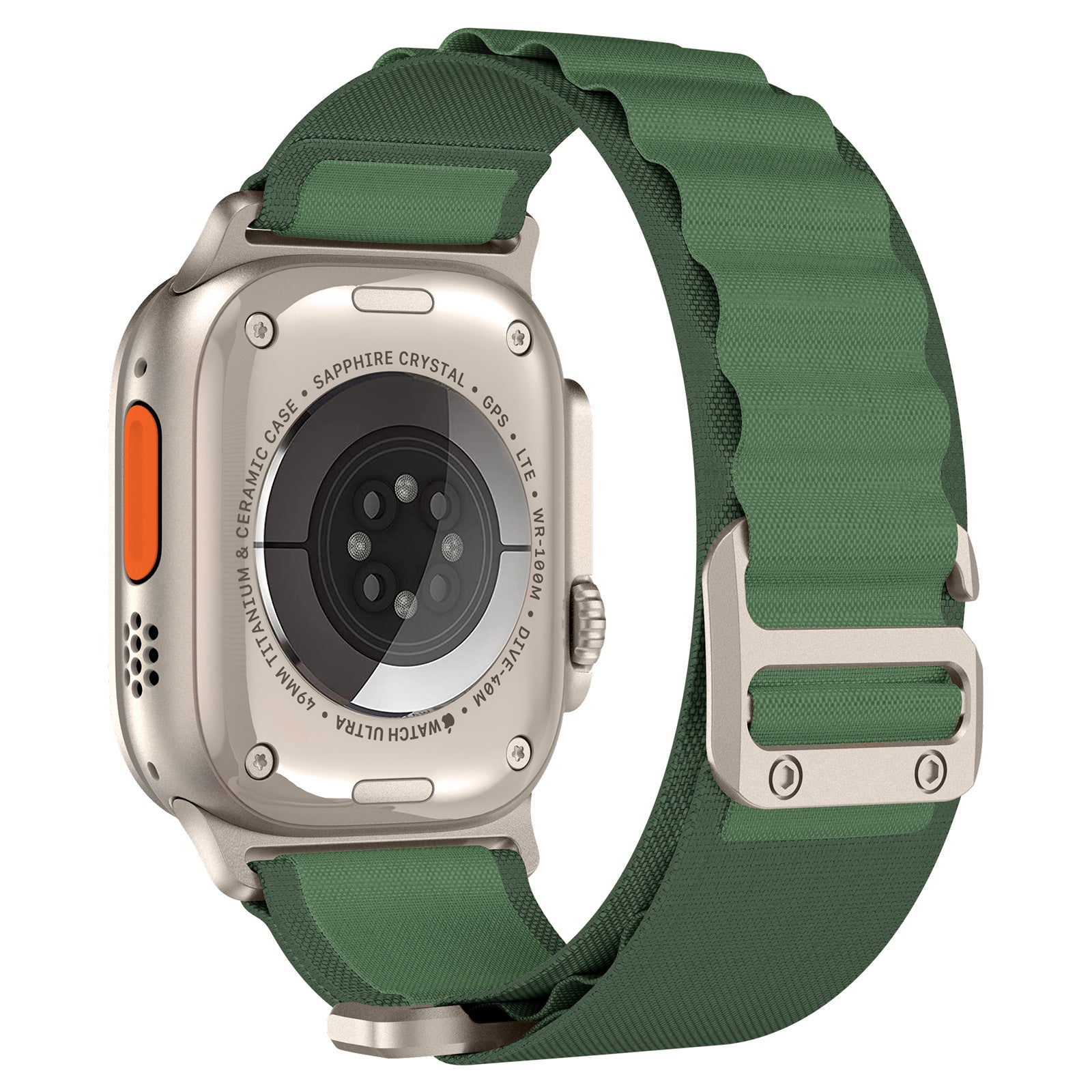 For Apple Watch Ultra 2 Ultra 49mm / Series 9 8 7 45mm / 6 5 4 SE (2023) SE (2022) SE 44mm / 3 2 1 42mm Loop Nylon Watch Band, Size: L - Green