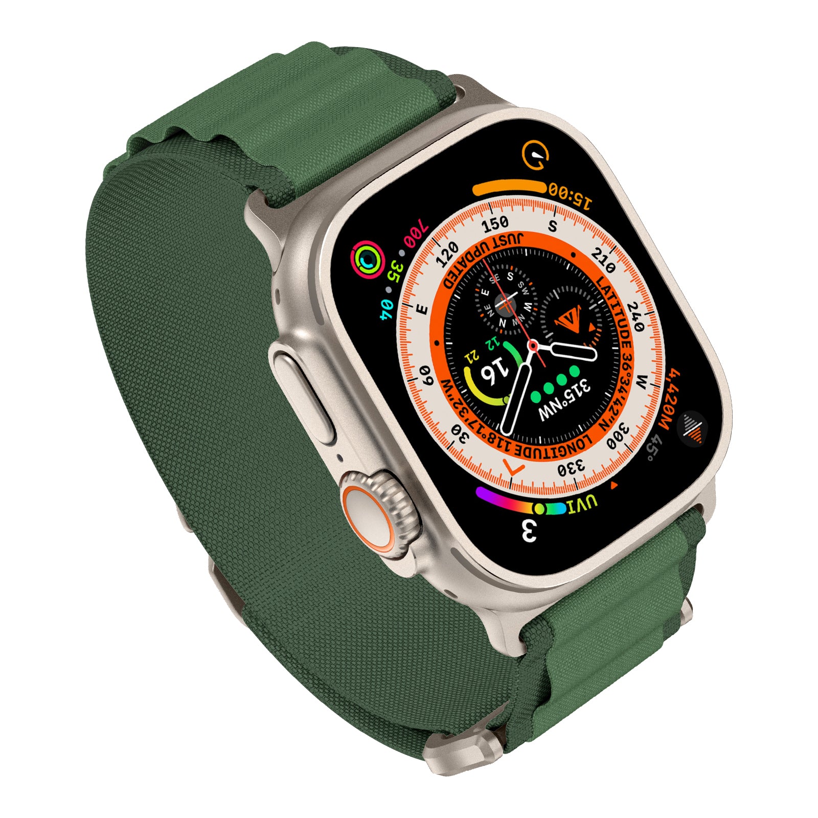 For Apple Watch Ultra 2 Ultra 49mm / Series 9 8 7 45mm / 6 5 4 SE (2023) SE (2022) SE 44mm / 3 2 1 42mm Loop Nylon Watch Band, Size: L - Green