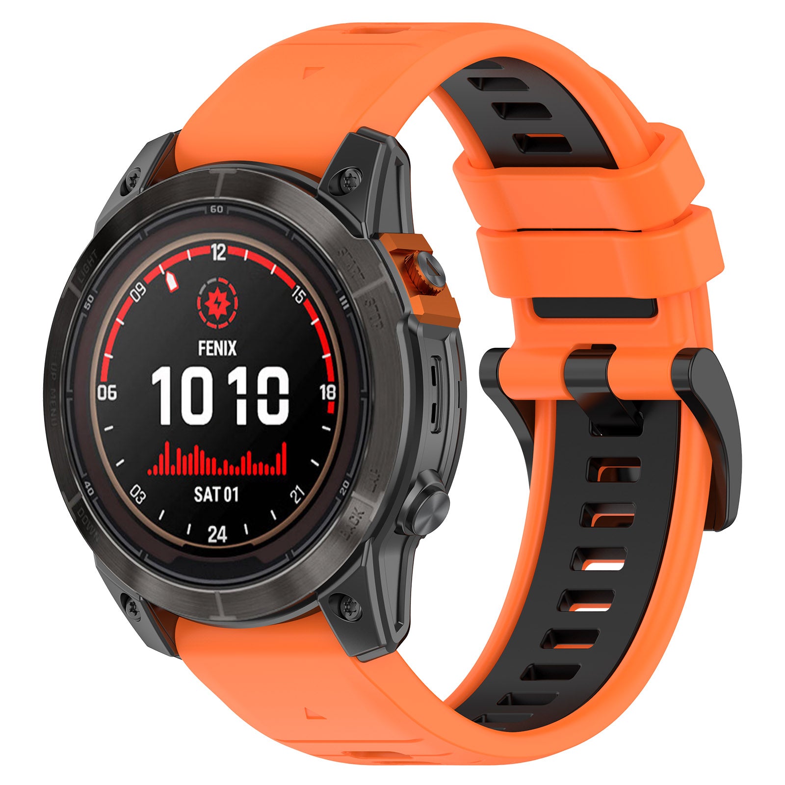 For Garmin Fenix 7X / 7X Pro / 6X QuickFit 26mm Silicone Watch Strap Dual Color Wrist Band - Orange+Black