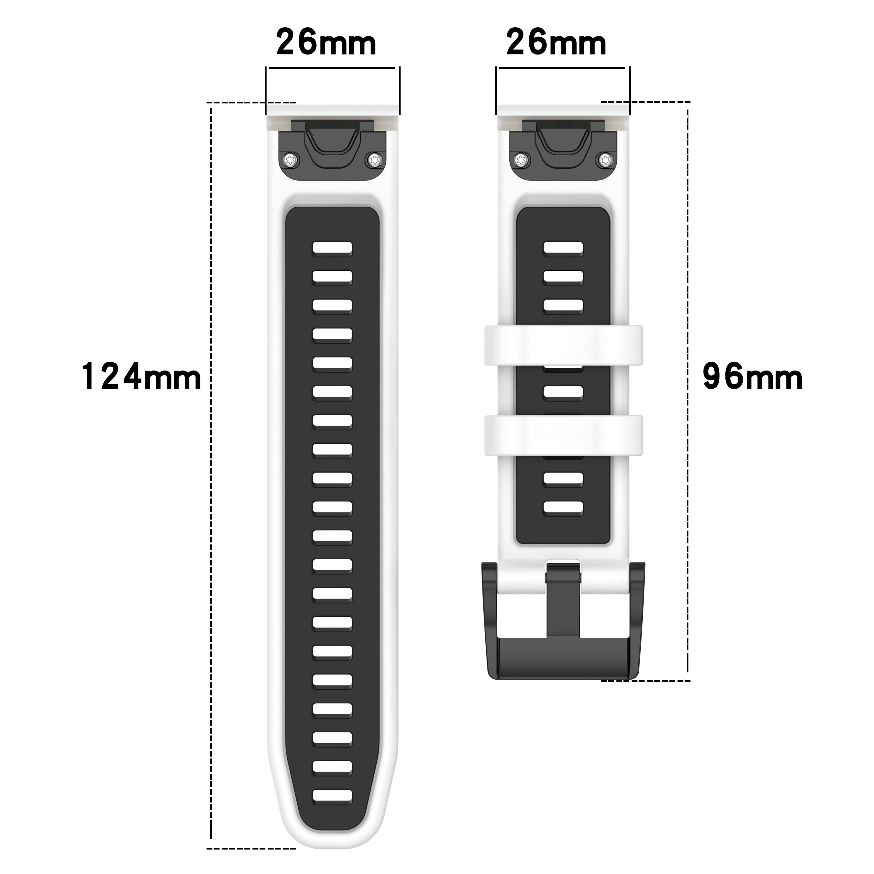 For Garmin Fenix 7X / 7X Pro / 6X QuickFit 26mm Silicone Watch Strap Dual Color Wrist Band - Orange+Black