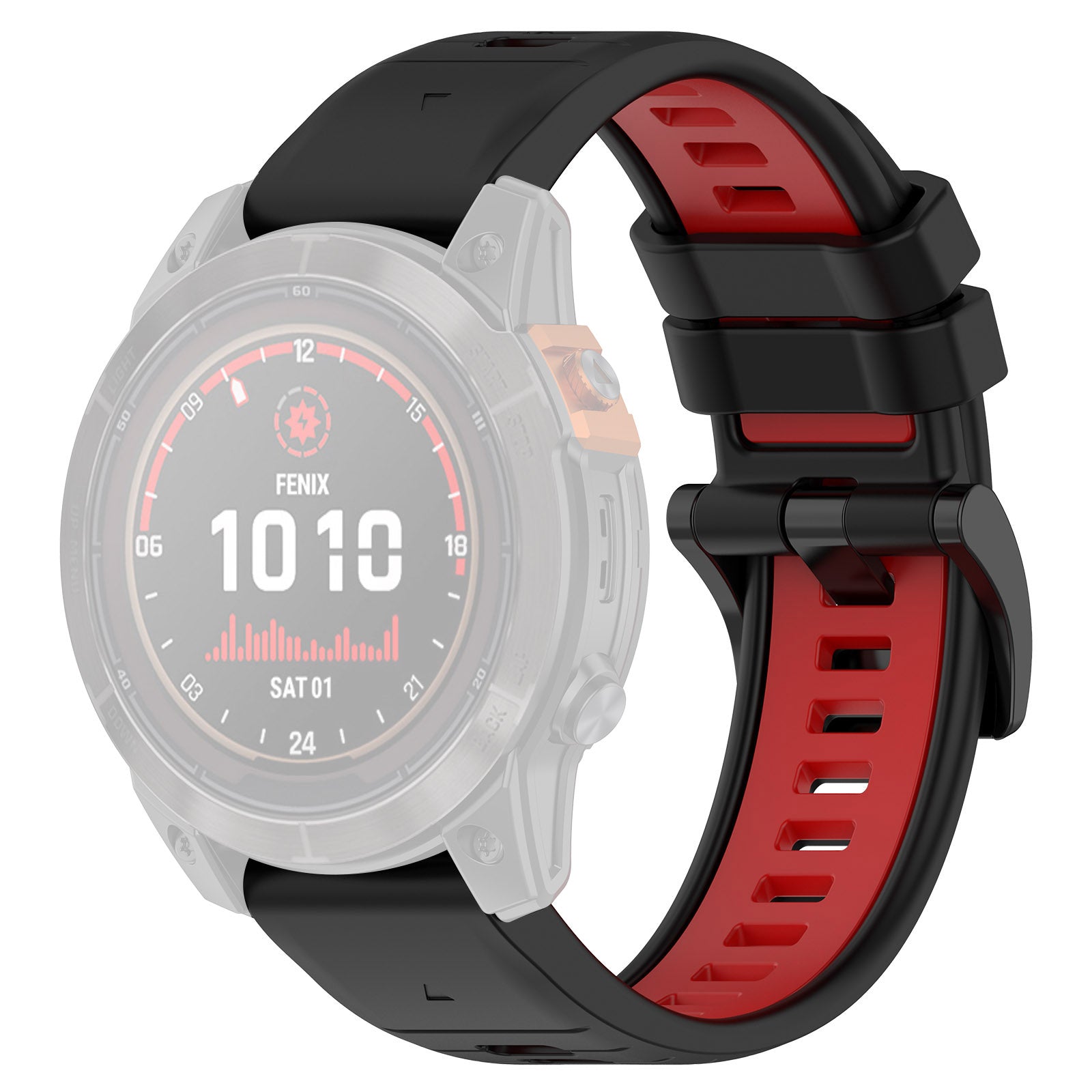 For Garmin Fenix 7S / 7S Pro / 6S QuickFit 20mm Silicone Watch Band Dual Color Strap Replacement - Black+Red