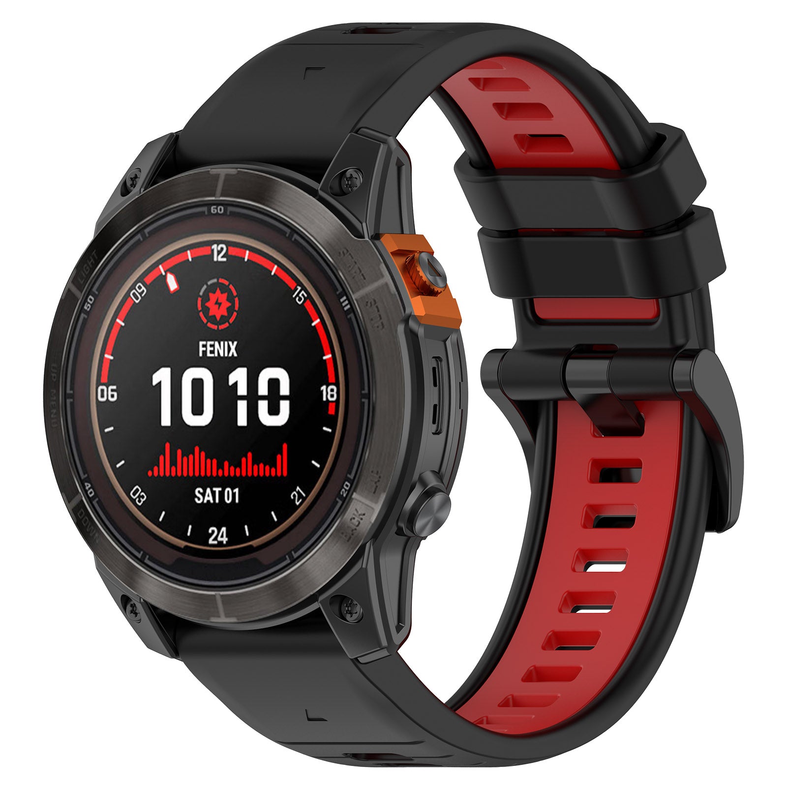 For Garmin Fenix 7S / 7S Pro / 6S QuickFit 20mm Silicone Watch Band Dual Color Strap Replacement - Black+Red