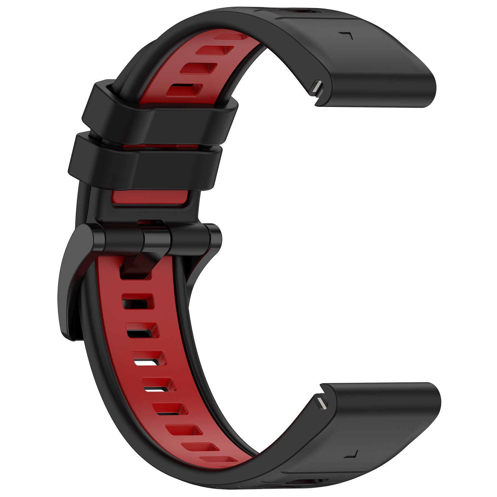 For Garmin Fenix 7S / 7S Pro / 6S QuickFit 20mm Silicone Watch Band Dual Color Strap Replacement - Black+Red