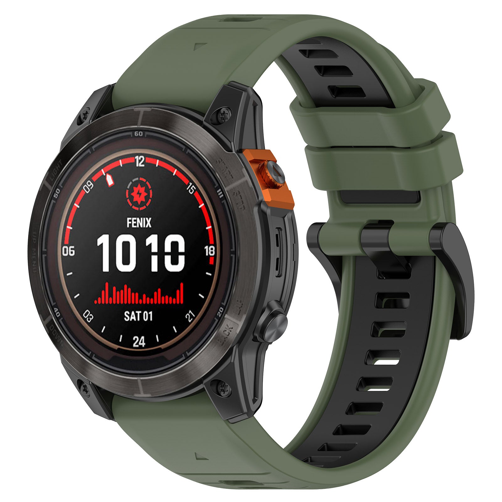 For Garmin Fenix 7 / 7 Pro / 6 / 6 Pro QuickFit 22mm Watch Band Dual Color Silicone Strap - Olive Green+Black