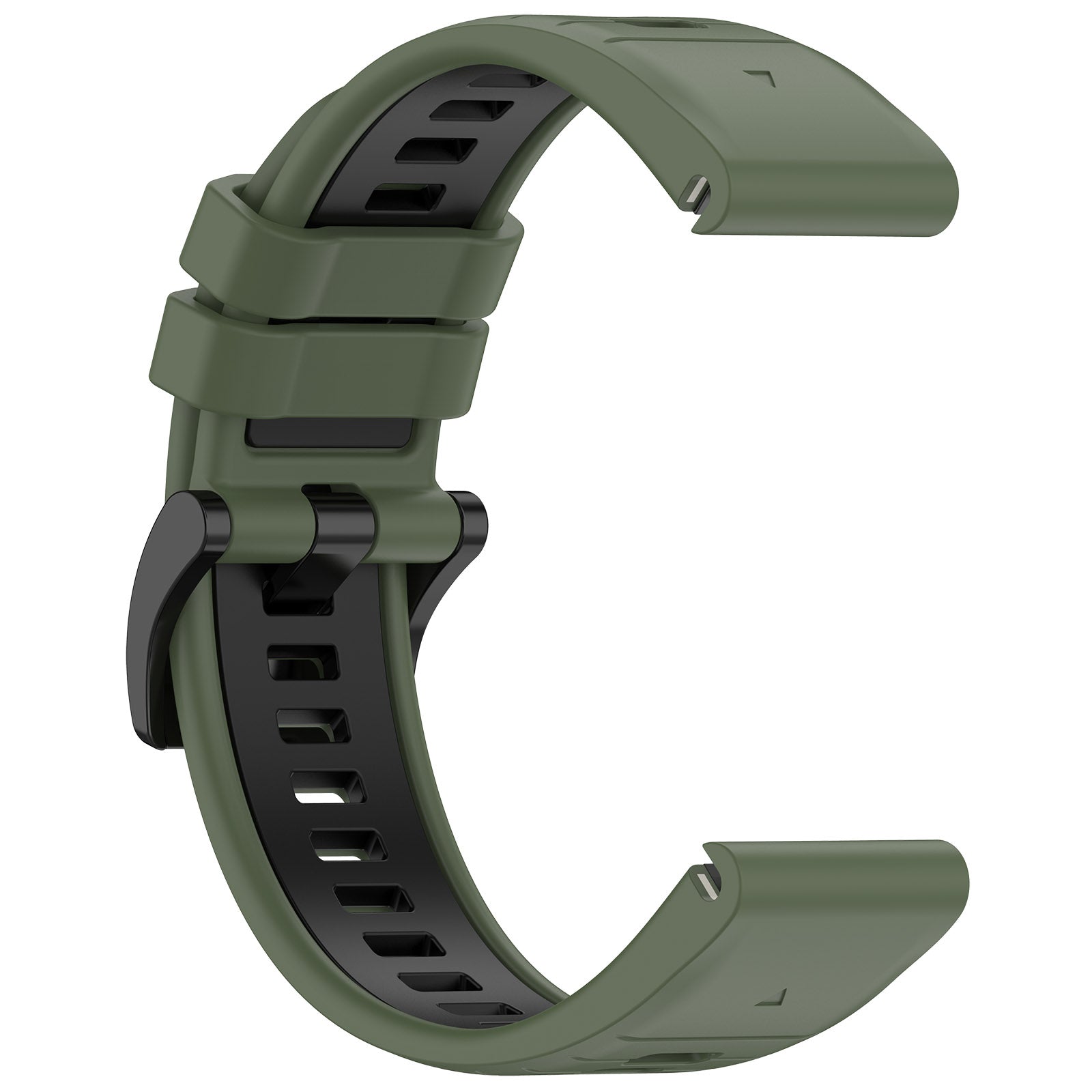 For Garmin Fenix 7 / 7 Pro / 6 / 6 Pro QuickFit 22mm Watch Band Dual Color Silicone Strap - Olive Green+Black