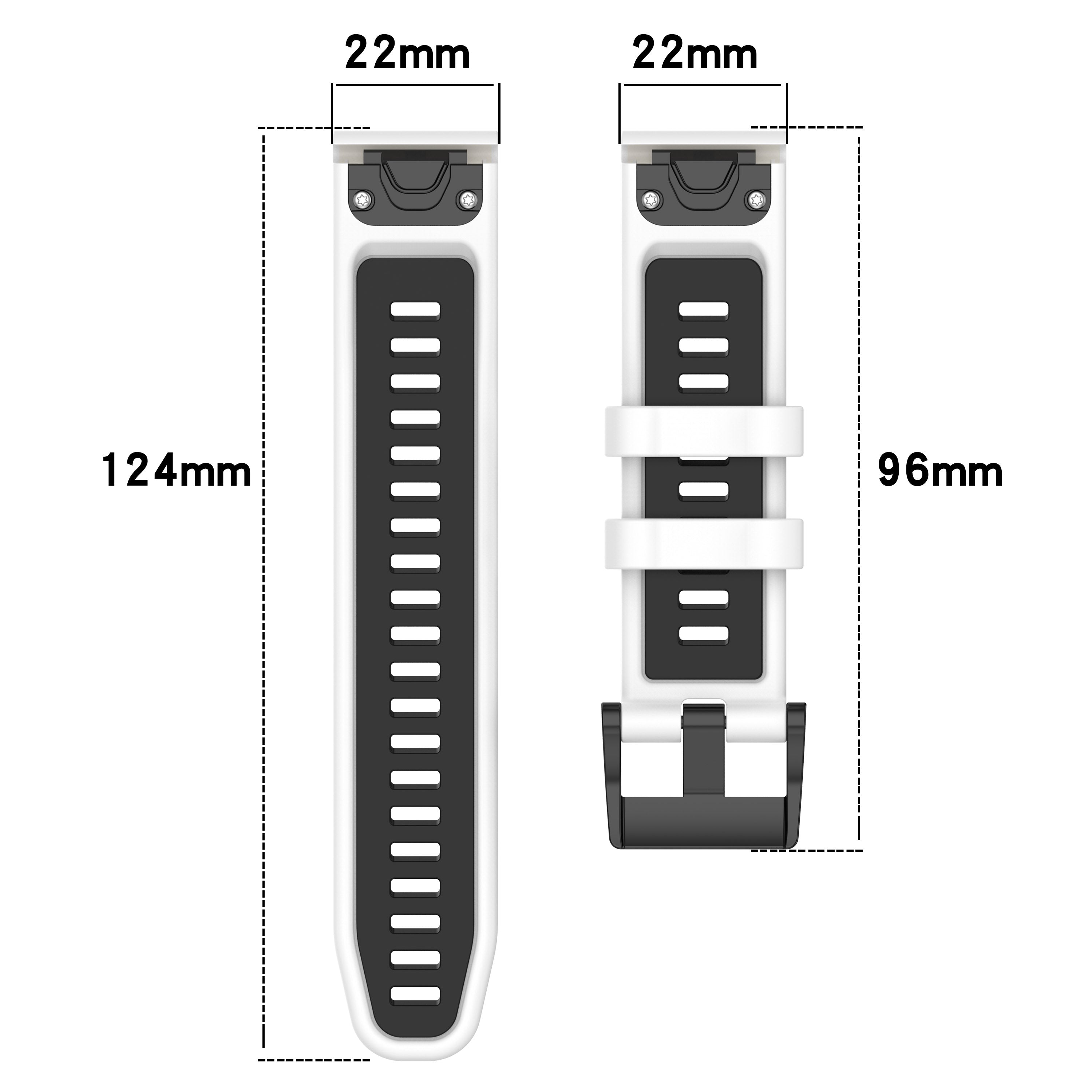For Garmin Fenix 7 / 7 Pro / 6 / 6 Pro QuickFit 22mm Watch Band Dual Color Silicone Strap - Olive Green+Black