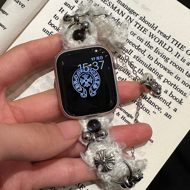 For Apple Watch Series 9 8 7 41mm / 6 5 4 SE (2023) SE (2022) SE 40mm / 3 2 1 38mm Woolen Strap Adjustable - Style A