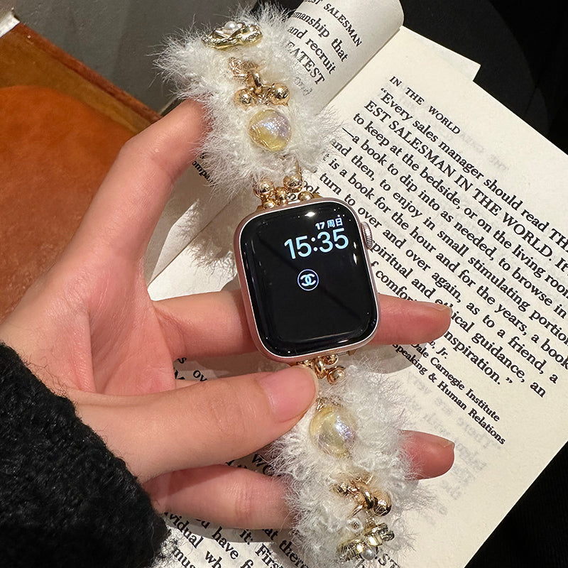 For Apple Watch Ultra 2 Ultra 49mm / Series 9 8 7 45mm / 6 5 4 SE (2023) SE (2022) SE 44mm / 3 2 1 42mm Drawstring Woolen Strap Bracelet - Style B