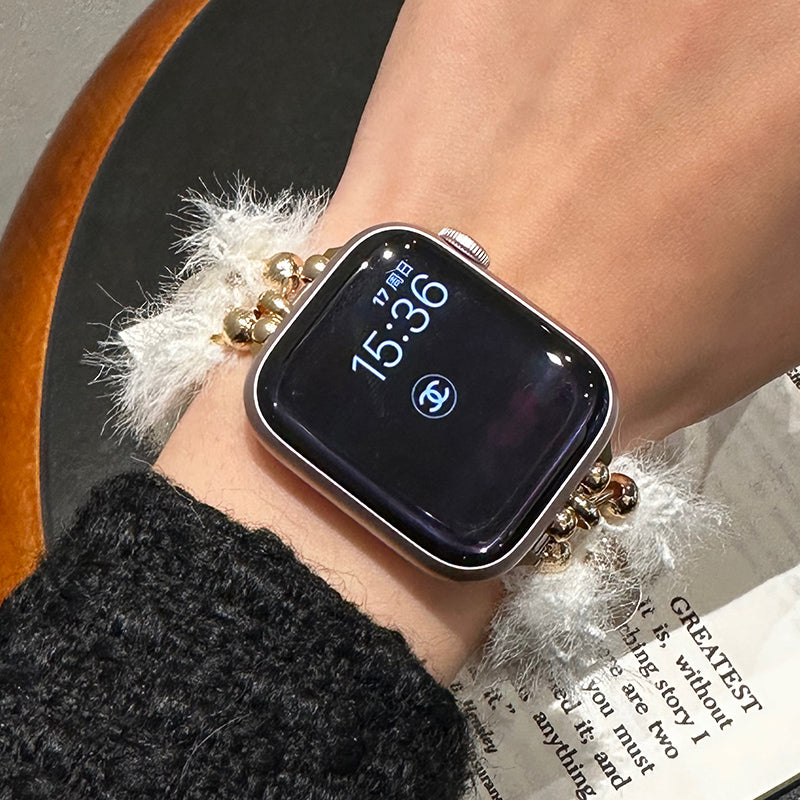 For Apple Watch Ultra 2 Ultra 49mm / Series 9 8 7 45mm / 6 5 4 SE (2023) SE (2022) SE 44mm / 3 2 1 42mm Drawstring Woolen Strap Bracelet - Style B