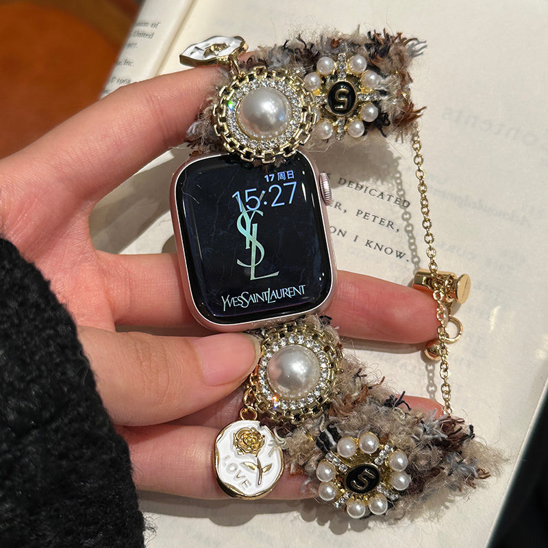 For Apple Watch Ultra 2 Ultra 49mm / Series 9 8 7 45mm / 6 5 4 SE (2023) SE (2022) SE 44mm / 3 2 1 42mm Drawstring Woolen Strap Bracelet - Style B