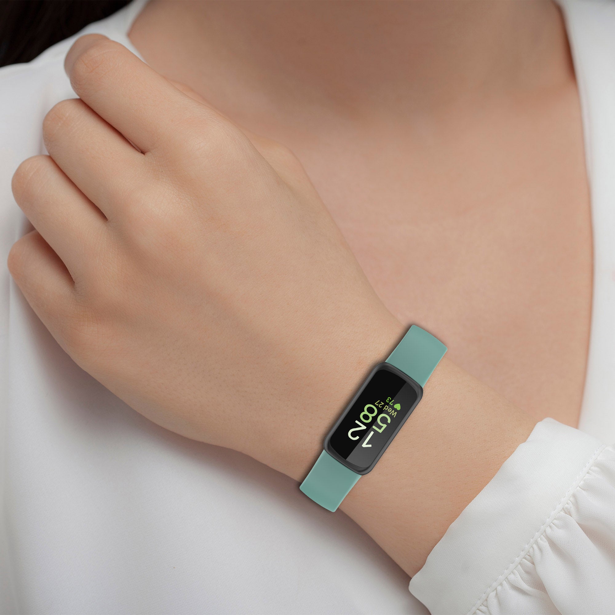For Fitbit Inspire 3 Silicone Wristband Sports Watch Strap, Size: L - Black
