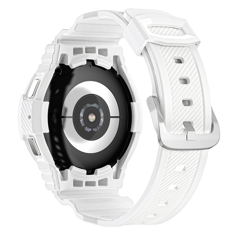 For Samsung Galaxy Watch4 44mm / Watch 5 44mm Replacement Band TPU Watch Strap with Case Cover - White