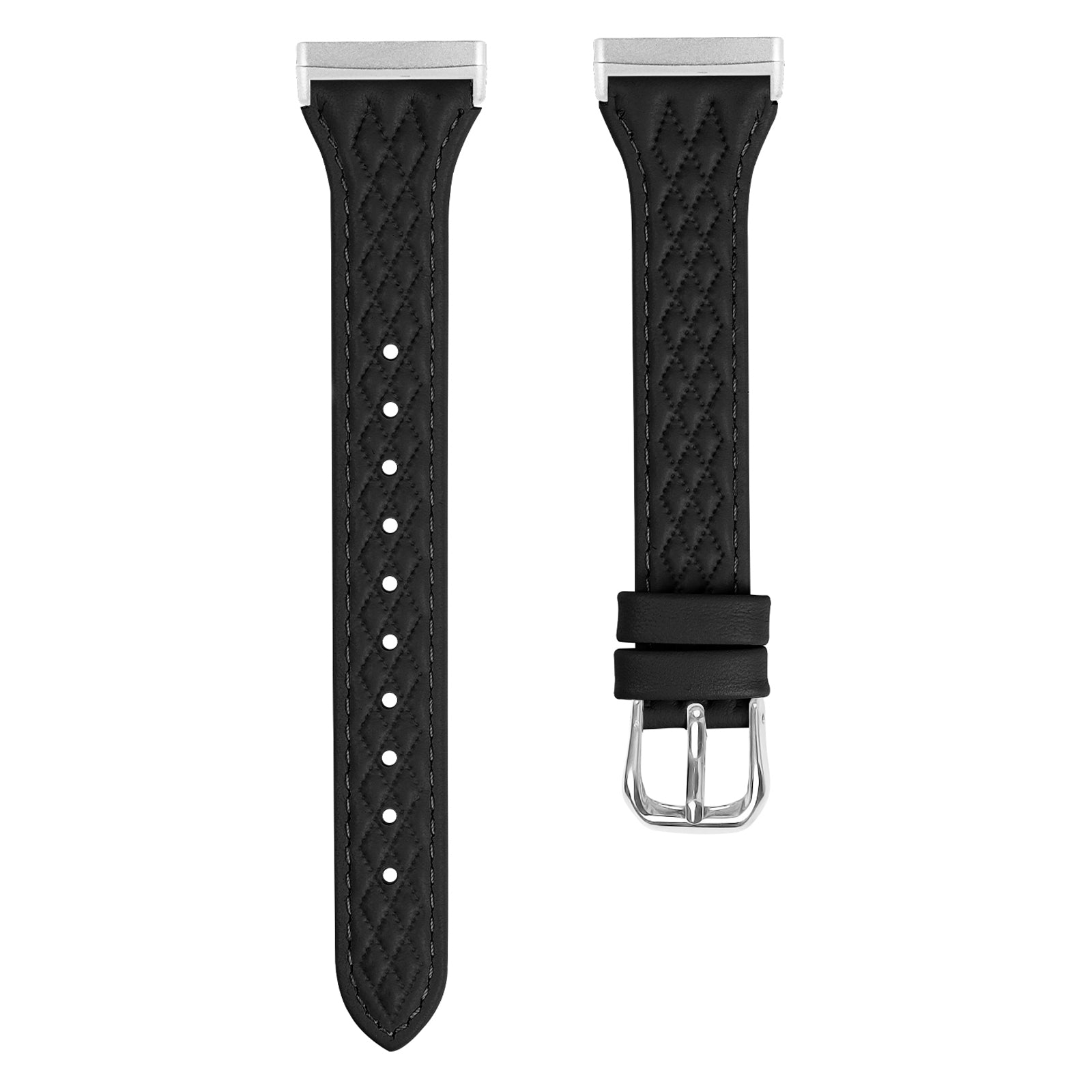 For Fitbit Versa 3 / Sense Top-layer Cow Leather Rhombus Design Watch Strap - Pink