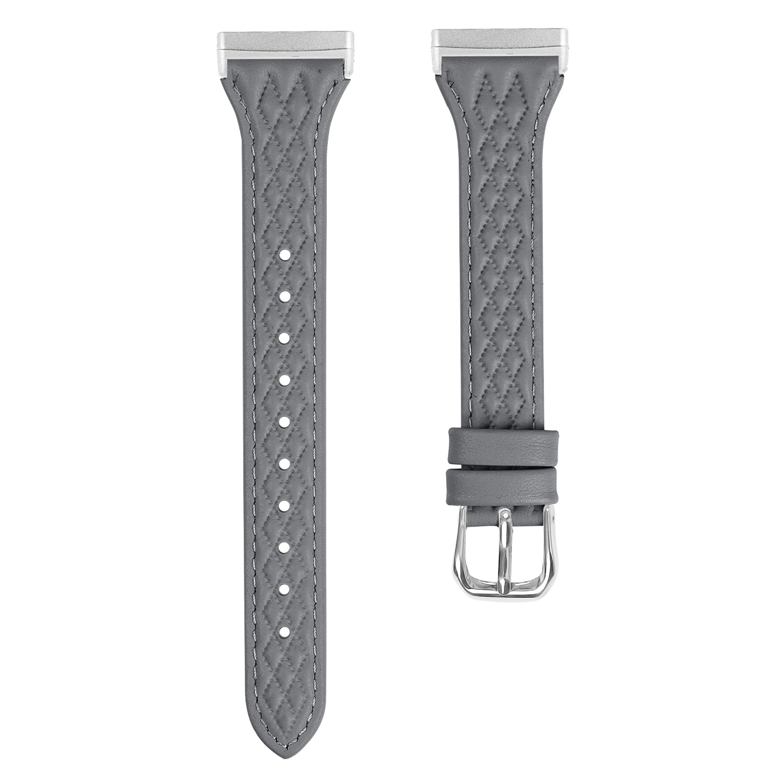 For Fitbit Versa 3 / Sense Top-layer Cow Leather Rhombus Design Watch Strap - Pink