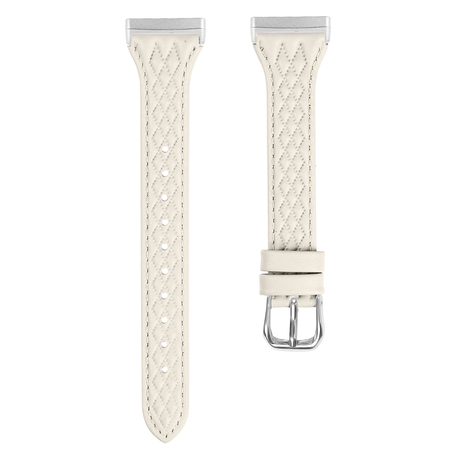 For Fitbit Versa 3 / Sense Top-layer Cow Leather Rhombus Design Watch Strap - Pink