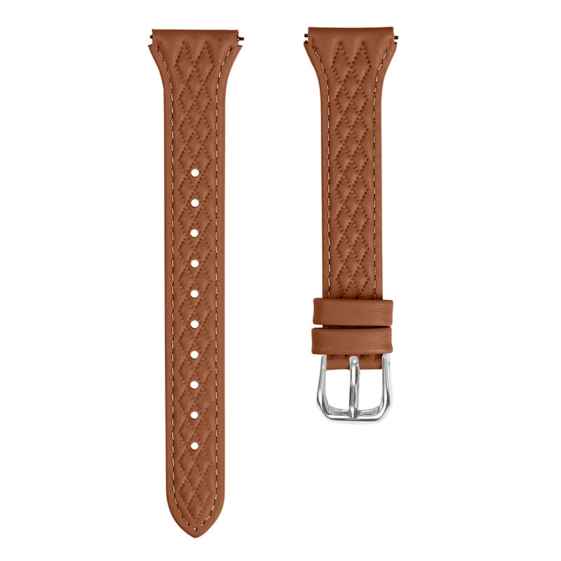 For Garmin Vivomove HR / Vivomove Rhombus Design Top-layer Cow Leather Watch Bracelet Band - Black