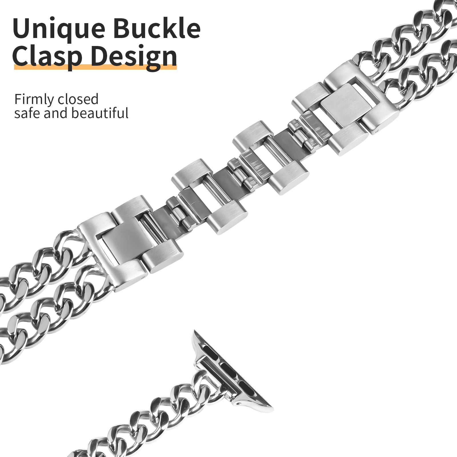 For Apple Watch Ultra / Ultra 2 49mm / Series  8 7 9 45mm / Series 6 5 4 SE SE (2022) 44mm / Series 3 2 1 42mm Stainless Steel Band - Silver