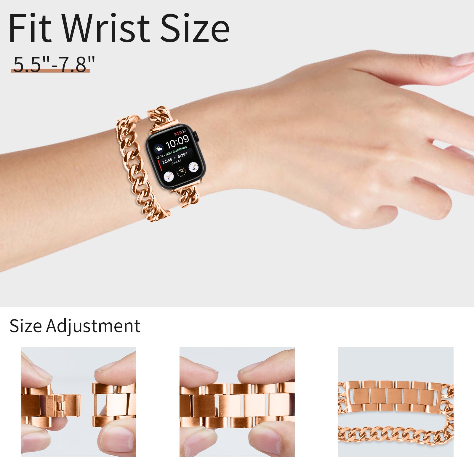 For Apple Watch Ultra / Ultra 2 49mm / Series  8 7 9 45mm / Series 6 5 4 SE SE (2022) 44mm / Series 3 2 1 42mm Stainless Steel Band - Silver