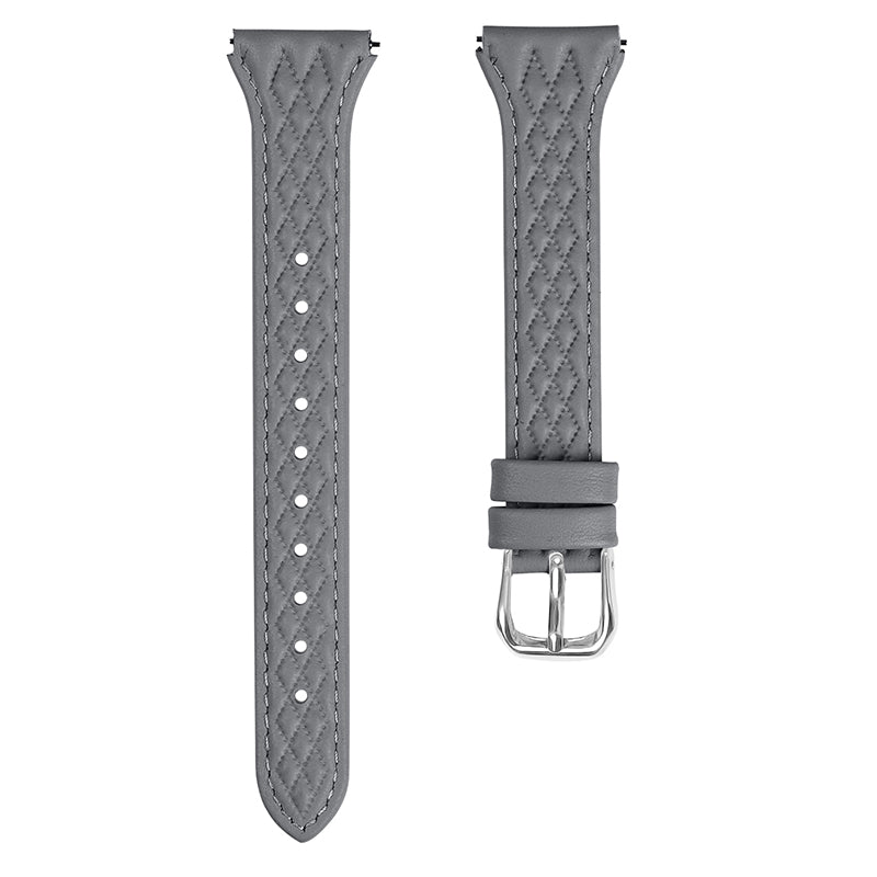 For Pebble 2 / Time Round Rhombus Imprinted Genuine Cow Leather Watch Strap - Pink