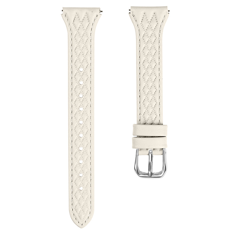 For Pebble 2 / Time Round Rhombus Imprinted Genuine Cow Leather Watch Strap - Pink