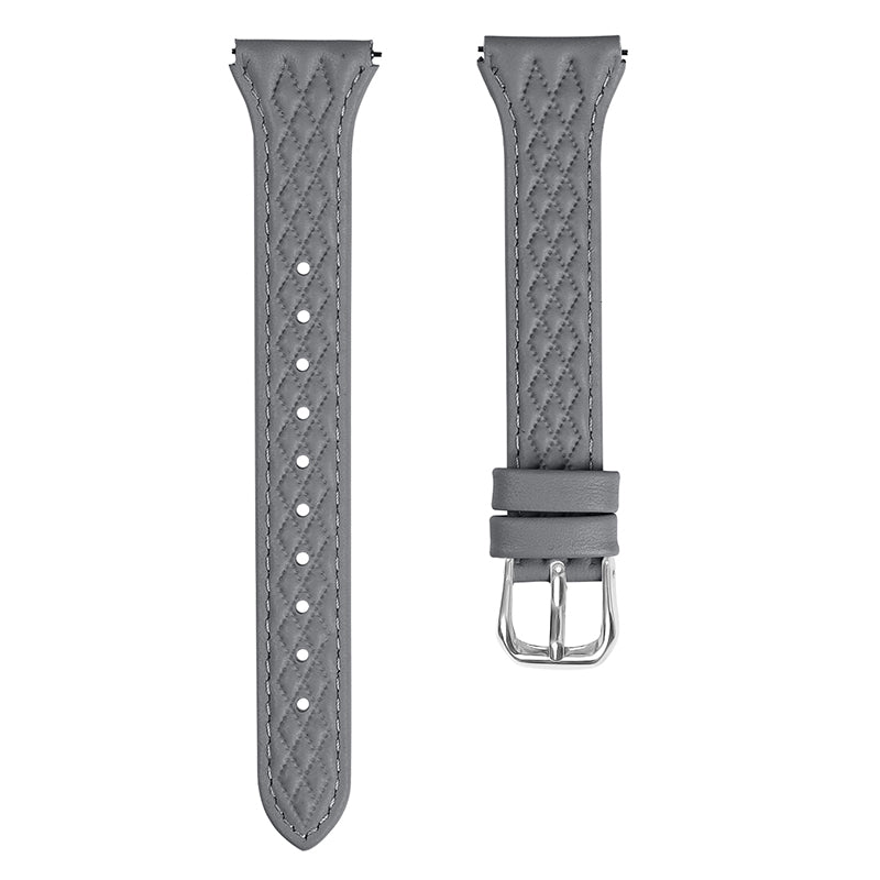 For TicWatch 2  /  E  /  C2 (Black  /  Silver Dial) Genuine Cow Leather Rhombus Imprinted Watchband - Black