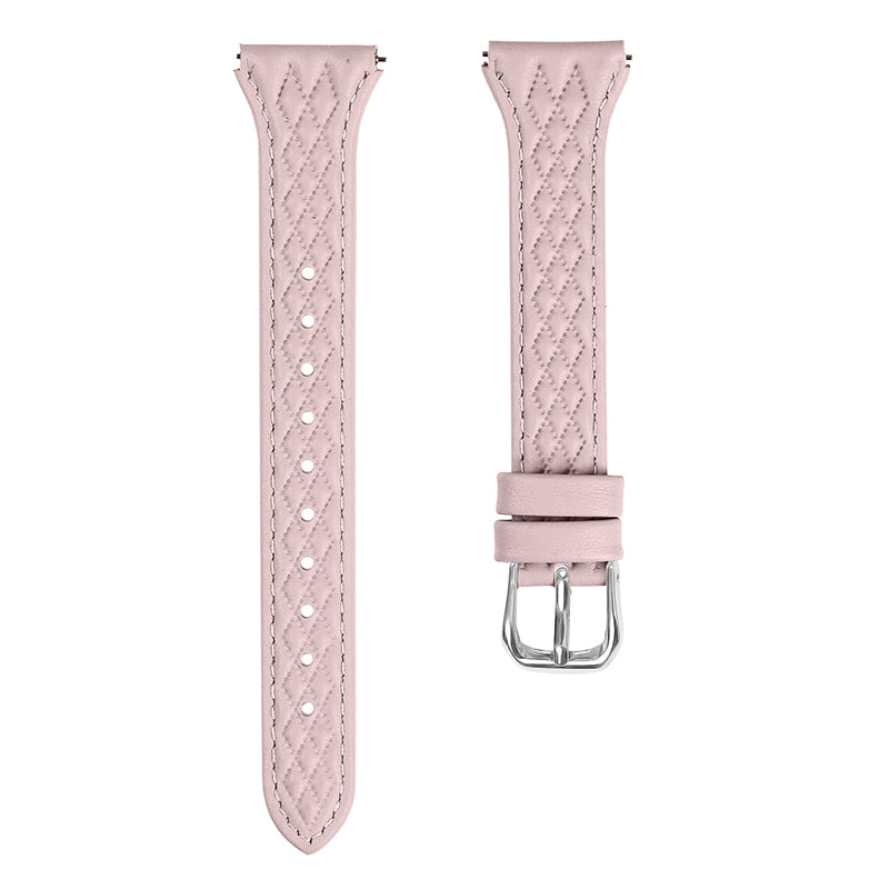 For Misfit Vapor Genuine Cow Leather Wrist Strap Rhombus Imprinted Watchband - Grey