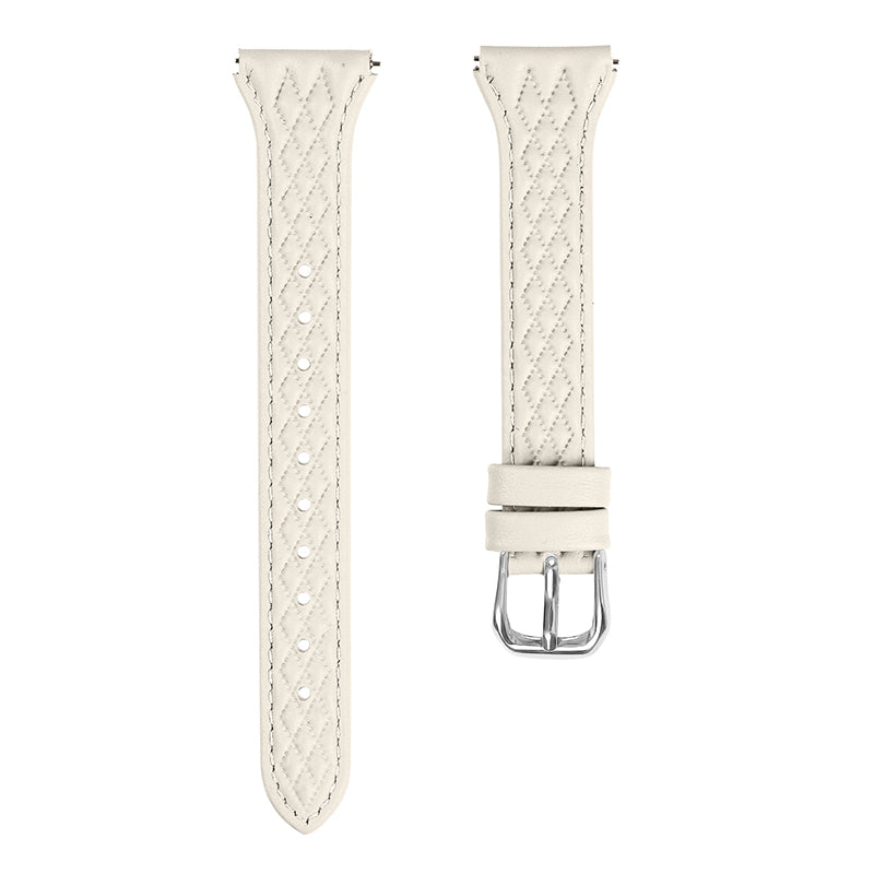 For Misfit Vapor Genuine Cow Leather Wrist Strap Rhombus Imprinted Watchband - Grey