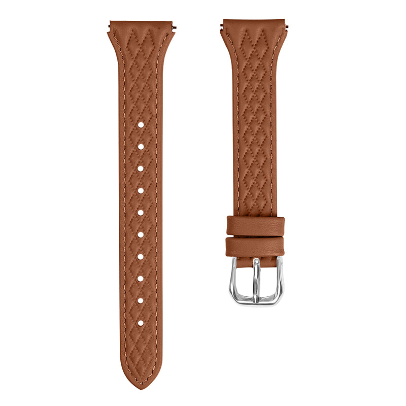 For Misfit Vapor Genuine Cow Leather Wrist Strap Rhombus Imprinted Watchband - Grey