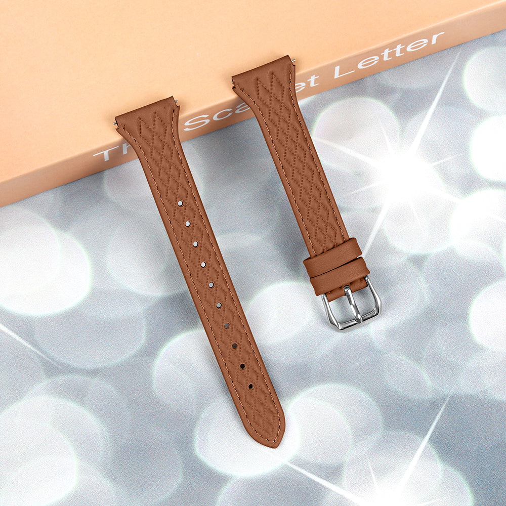 For Motorola Moto 360 42mm (2nd gen) Genuine Cow Leather Wristband Rhombus Imprinted Watch Strap - Brown