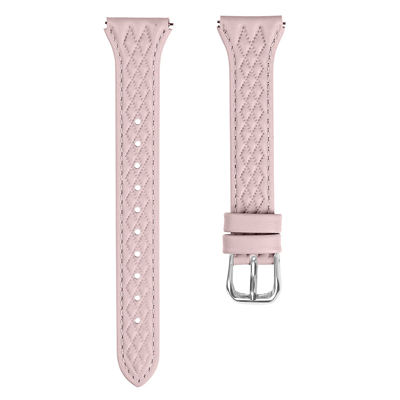 For LG Watch Sport Replacement Band Rhombus Imprinted Genuine Cow Leather Watch Strap - Pink