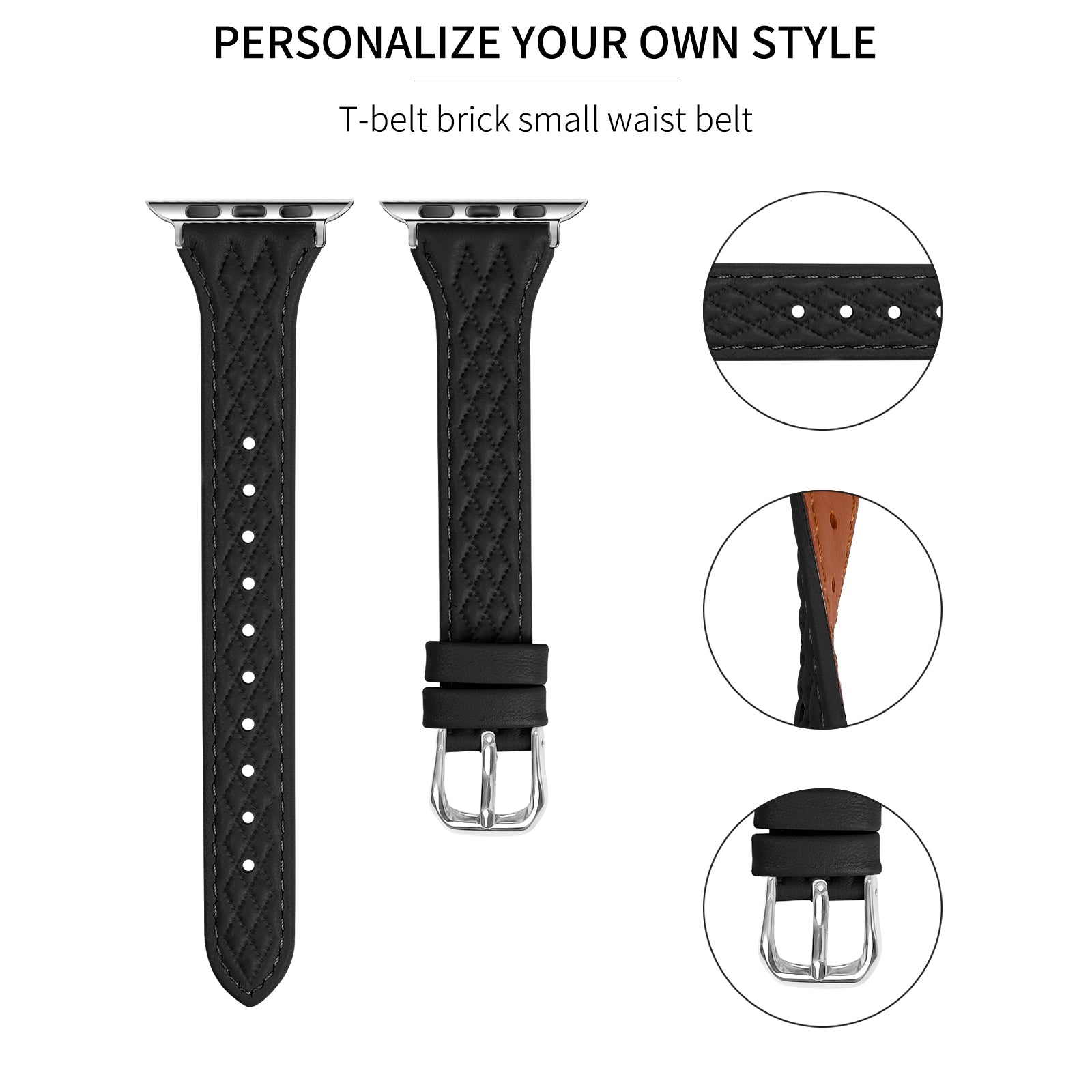 For Apple Watch Ultra 2 Ultra 49mm / 9 8 7 45mm / 6 5 4 SE (2023) SE (2022) SE 44mm / 3 2 1 42mm Top-Layer Cow Leather Watch Strap - Black